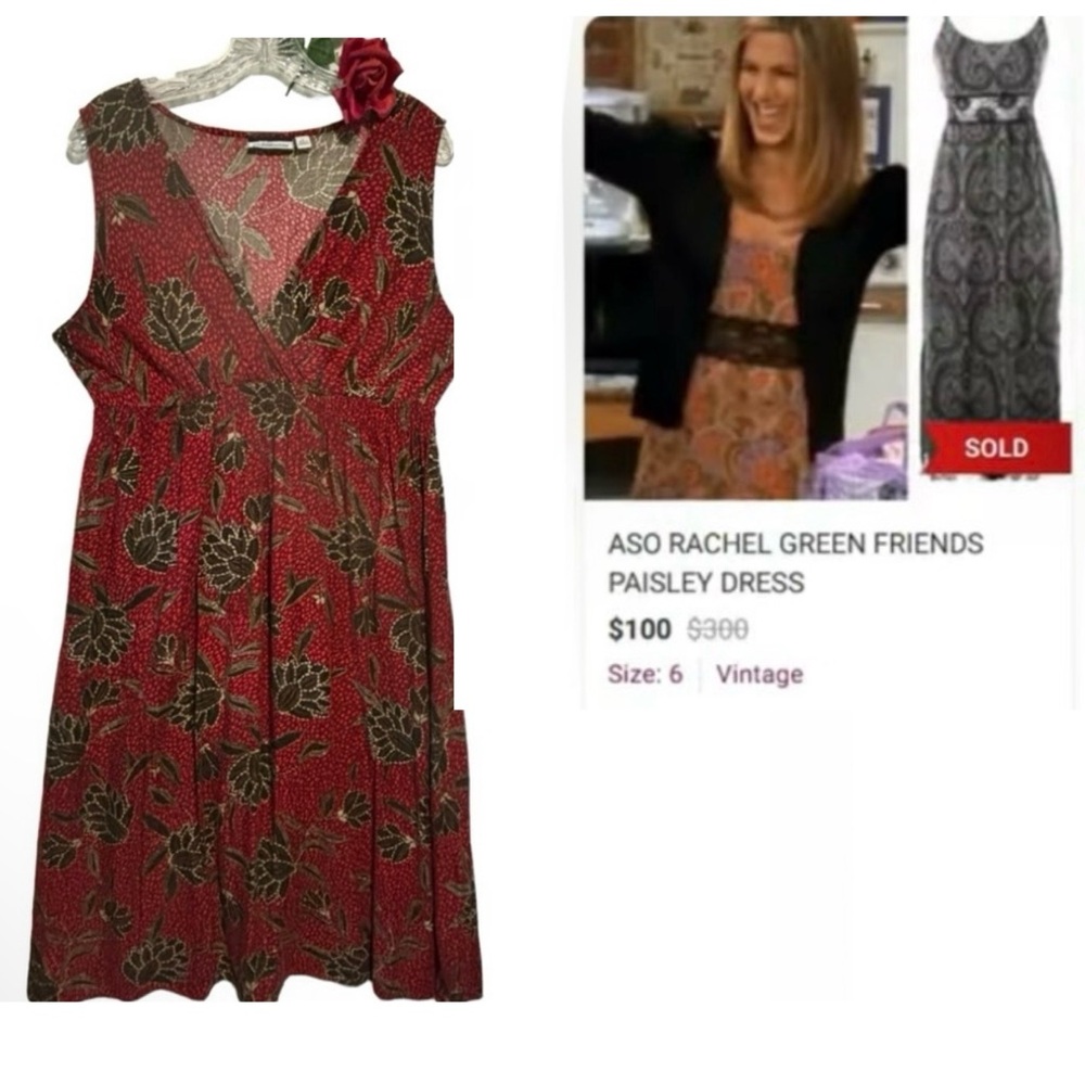LG Sleeveless Dress AOP Artsy Wine Brown White Crossover V neck LIK…